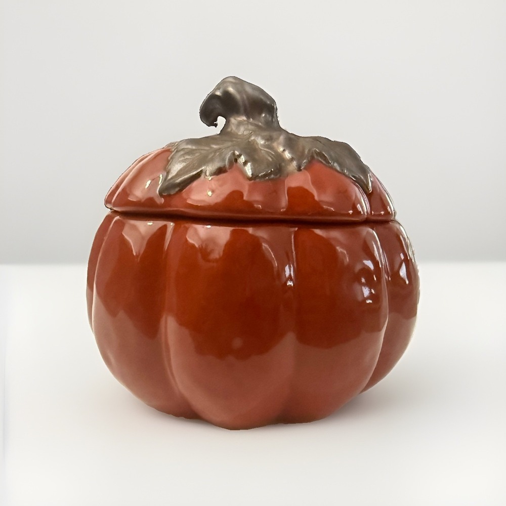 Chris Madden Fall Pumpkin Candle Holder Bowl Decor Tabletop Thanksgiving Autumn